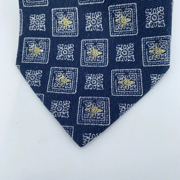 Eton Tie‎ Men One Size Blue Patterned Linen Classic Fit Professional Necktie NWT